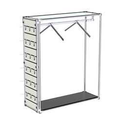 Хромированный стенд-вешало ETD-12 №1-1 (торец-ЭП) с полкой стекло 6мм (прозрачное), Черный