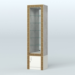 Витрина с декором и верхней подсветкой №ВБА-504, Метрополитан Грей + Белый