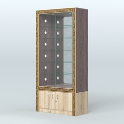 Витрина центральная с декором №ВБА-503С, Ясень Анкор темный и Дуб Сонома
