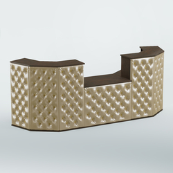 Ресепшен со столом БАРХАТ СЕРЫЙ ПЕРЛАМУТР №3 (карета золото), Дуб Венге + Экокожа золотистая