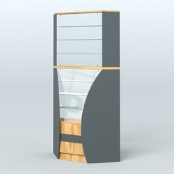 Витрина внутренний угол БРИЗ №4, Темно-Серый  + Дуб Золотистый