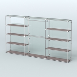 Торговая система ХРОМ (задняя стенка - стекло) 3600 мм с полками ДСП и поручнями №1, Ясень Анкор темный