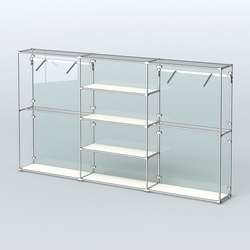 Торговая система ХРОМ (задняя стенка - стекло) 3600 мм с полками ДСП и поручнями №10, Белый