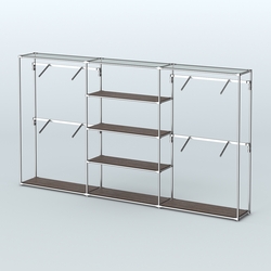 Торговая система ХРОМ без ДСП 3600 мм с полками ДСП и поручнями №5, Дуб Венге