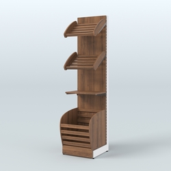 Стеллаж для хлеба и выпечки с нижней корзиной - накопителем Феникс №14К, Орех