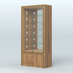 Витрина центральная с декором №ВБА-503С, Орех