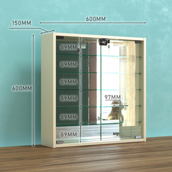 Витрина настольная №1-6А-П с пятью полками и зеркальной стенкой , Крем Вайс