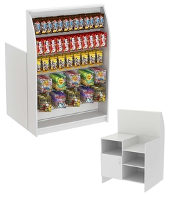 Торговый кассовый прилавок импульсных покупок высокий с широкой экономпанелью Импульс №2-4-900, Серый