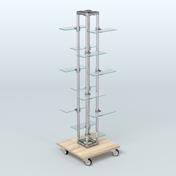 Торговый стенд для обуви с прозрачными полками ЛЕСЕНКА №1-2, Дуб сонома