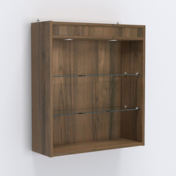 Витрина настенная №201-3Г открытая с подсветкой, Орех