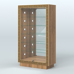 Низкая торговая витрина с декором НБА-507С, Орех