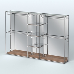 Торговая система ХРОМ (задняя стенка - зеркало) 3600 мм с зеркальными полками и поручнями №4, Орех