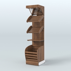 Стеллаж для хлеба и выпечки с нижней корзиной - накопителем и зеркальным фризом Феникс №14КФ, Орех