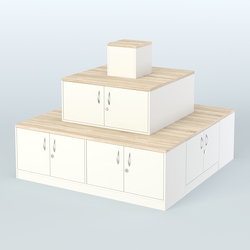 Островок-пирамида с накопителями для торговых центров №2, Белый + Дуб Сонома