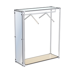 Хромированный стенд-вешало с нижней платформой, торец-зеркало ZTD-12 №1-1 с полкой стекло 6 мм (прозрачное), Крем Вайс