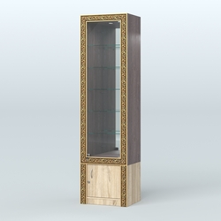 Витрина с декором и верхней подсветкой №ВБА-504, Ясень Анкор темный и Дуб Сонома