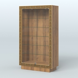 Низкая витрина с декором и прозрачными дверками НБА-505, Орех