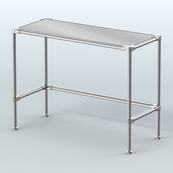 Стол большой D-43 с полкой зеркало 4мм, Ясень Анкор темный