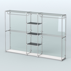 Торговая система ХРОМ (задняя стенка - стекло) 3030 мм с тонированными полками и поручнями №4, Ясень Анкор светлый