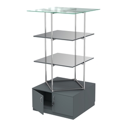 Торговые стенды Экспозиция с полками и тумбами №4 (с двумя зеркальными полками), Темно-Серый