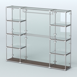 Торговая система ХРОМ (задняя стенка - стекло) 3600 мм с зеркальными полками и поручнями №3, Дуб Венге