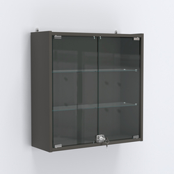 Витрина настенная №201-1А с прозрачными полками, Черный