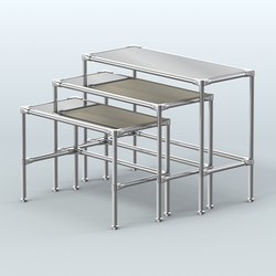 Комплект столов №1-5 с полками зеркало 4мм, Крем Вайс