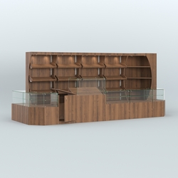 Угловой павильон с широким рядом стеллажей для размещения хлеба и выпечки №4, Орех