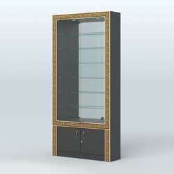 Витрина пристенная с декором №ВБА-32, Черный