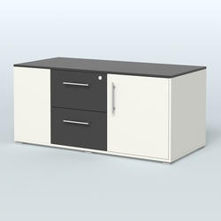 Тумба двусторонняя с отсеком и двумя открытыми полками Платинум Персонал, Белый и Черный