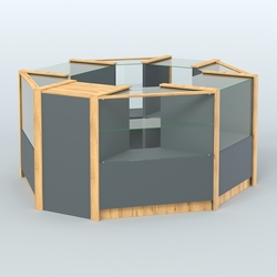Торговый островок в стиле ЛОФТ восьмиугольный №5 (5,38 кв.м), Темно-Серый  + Дуб Золотистый