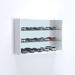 Витрина настенная №203-2Г с двумя полками из стекла и зеркалом, Белый