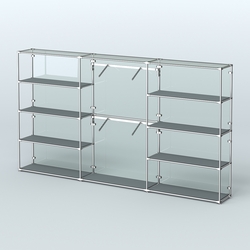 Торговая система ХРОМ (задняя стенка - стекло) 3600 мм с полками ДСП и поручнями №6, Темно-Серый