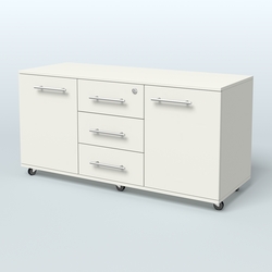 Тумба сервисная с 3 ящиками с замком и 2 фасадами Индиго Вуд, цвет дуб темный + белый, Белый