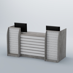 Ресепшен Атлант с накладными планками и экономпанелями №8, Бетон Чикаго светло-серый F186 ST9