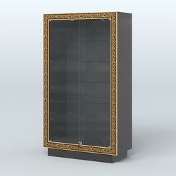 Низкая витрина с декором и прозрачными дверками НБА-505, Черный