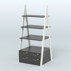 Торговая двусторонняя стойка ЛОФТ №4-950 с узкими выдвижными ящиками, Белый и Черный