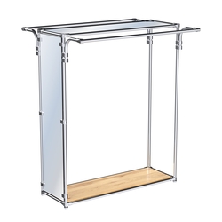 Хромированный высокий стенд-вешало, торец-зеркало ZTD-11 №1-4 с полкой Зеркало 4 мм, Дуб Золотистый