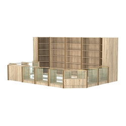 Торговый островок из стекла и ДСП с молдингами №6 (5,38 кв.м), Дуб сонома