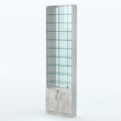 Торговая витрина с 9-ю стеклянными полками 150x600 мм серии NEXT-9 №2-2 (З/C - ЗЕРКАЛО), Метрополитан Грей