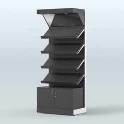 Стеллаж для хлеба и выпечки с четырьмя наклонными полками, накопителем и фризом Феникс №13ФН, Черный