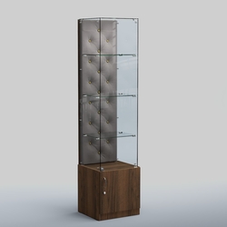 Высокая стеклянная витрина КАПИТОНЕ №6, Орех + Велюр 15 Silver