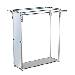 Хромированный стенд зеркальный ZTD-38 №1-1 с полкой стекло 6 мм (прозрачное), Серый