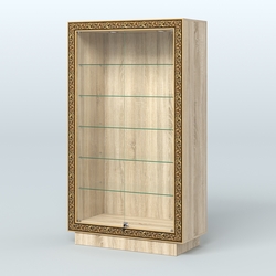 Низкая витрина с декором и прозрачными дверками НБА-505, Дуб сонома
