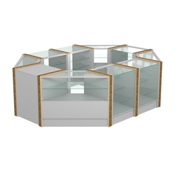 Торговый островок с прозрачными полками и молдингами №2 (4,72 кв.м), Серый