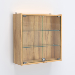 Витрина настенная №201-1А с прозрачными полками, Дуб Золотистый