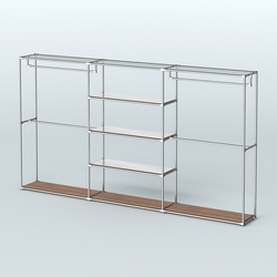 Торговая система ХРОМ без ДСП 3600 мм с зеркальными полками и поручнями №2, Орех