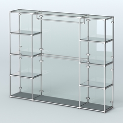 Торговая система ХРОМ (задняя стенка - стекло) 3600 мм с зеркальными полками и поручнями №3, Темно-Серый