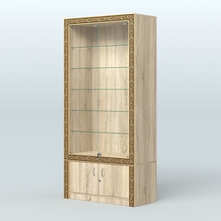 Витрина прямоугольная с декором №ВБА-501, Дуб сонома