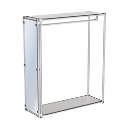 Хромированный обзорный стенд-вешало, торец-зеркало ZTD-11 №1-3 с полками ДСП 16 мм, Серый